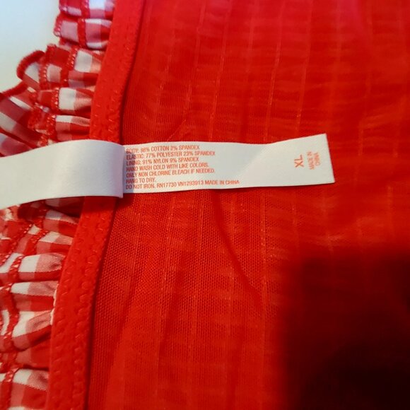 Colsie Red & White Checkered Ruffle Trim Crop Top  Size  XL Adjustable Straps - Picture 7 of 10